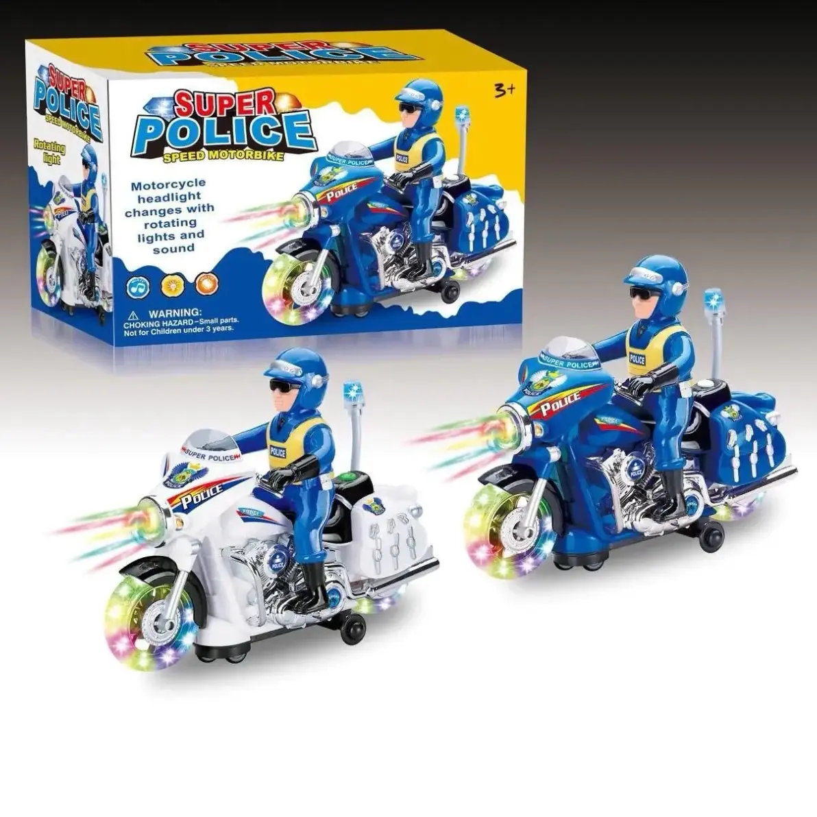 Toy Motorcycle with Colourful Lights and Sirens, Sounds and Talks, Goes around and­ Changes Directions on Contact