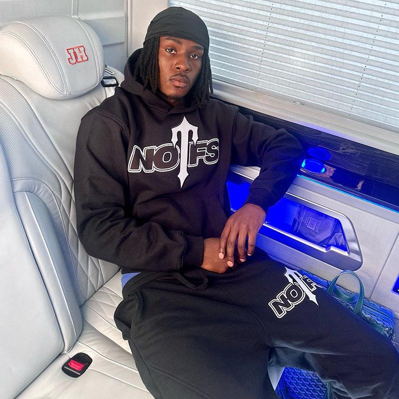American Retro NOFS Printed Y2k Sports Suit Loose Casual Hooded Sweatshirt Autumn and Winter Men's and Women's Casual Trousers 3