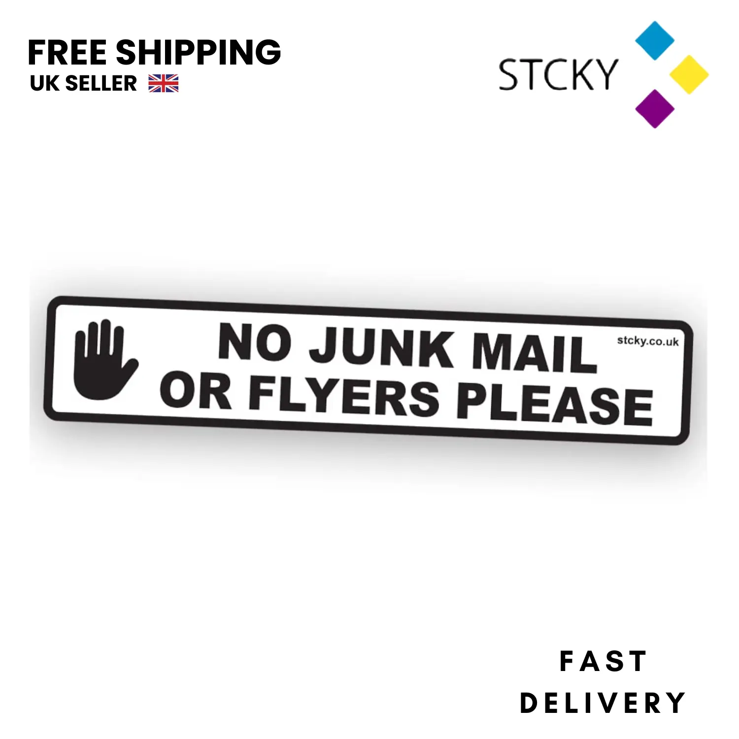 Stcky No Junk Mail or Flyers pleases Vinyl Sticker for Main Door [Pack of 1] black  notebook