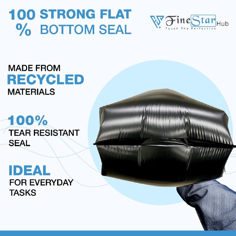 FineStar Hub Heavy-Duty Bin Bags - 82 x 86 cm, 50-60 Litres, Black - Pack of 50 Household Kitchen normal thick 2