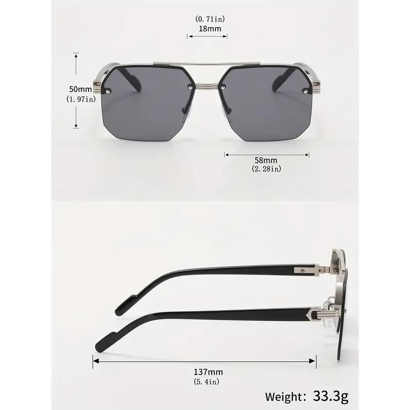 Unisex Rimless Oversize Square Glasses in Black Metal Frame for Outdoor Activities 3