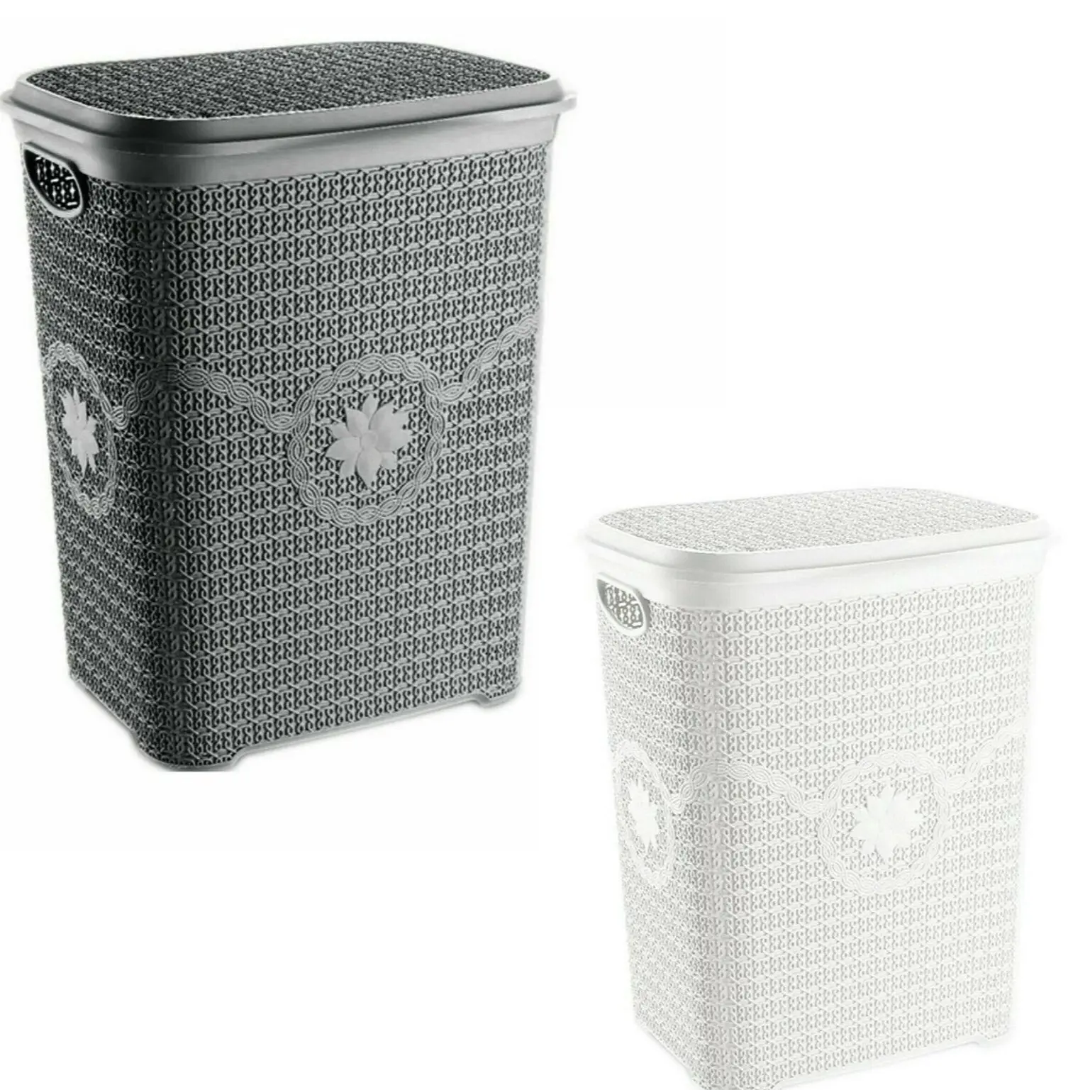 65L Large Plastic Laundry Basket Clothes Washing Bin Hamper Knitted Rattan Organiser