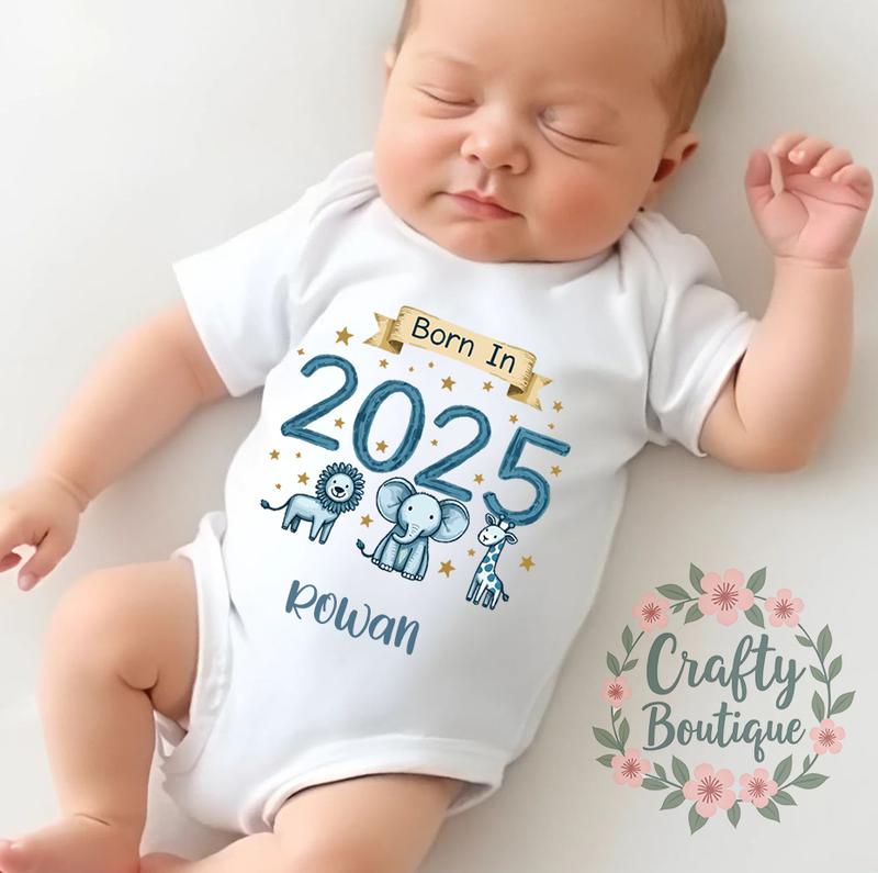 New Baby Outfit, Born in 2025, Newborn Bodysuit, Baby Romper, Personalised Gift - 1077 1
