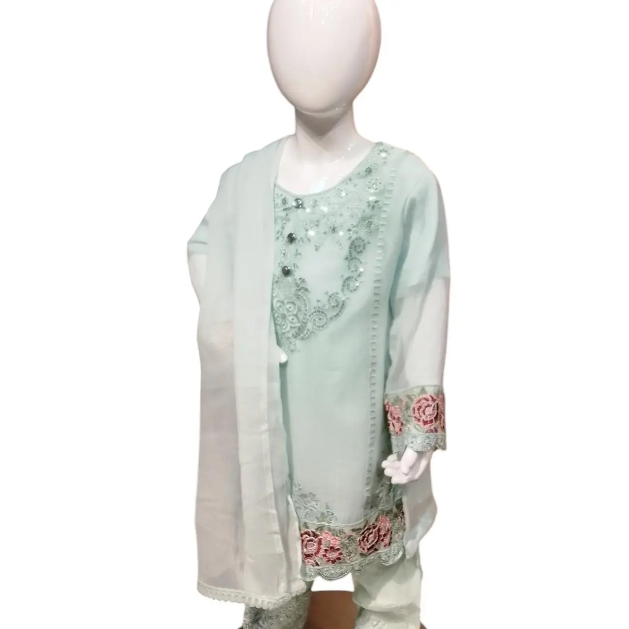 Girls Chiffon Suit with Trousers - Kids Fashion