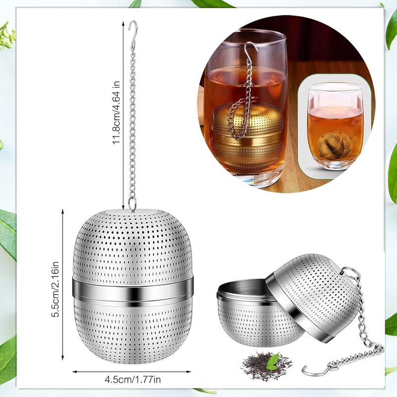 Tea Infuser for Loose Tea, Stainless Steel Tea Infuser Mesh Tea and Herb Ball Strainer, Tea Ball Strainers Infuser with Drip Trays, for Loose Leaf Tea, Herbal Tea, Mugs Teapots Spice Filter Silver 1