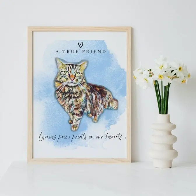 Personalised Custom Pet/ Dog/ Cat Memorial, In Memory of, Loss, Bereavement Mugs/ Cushion covers/ Prints 5