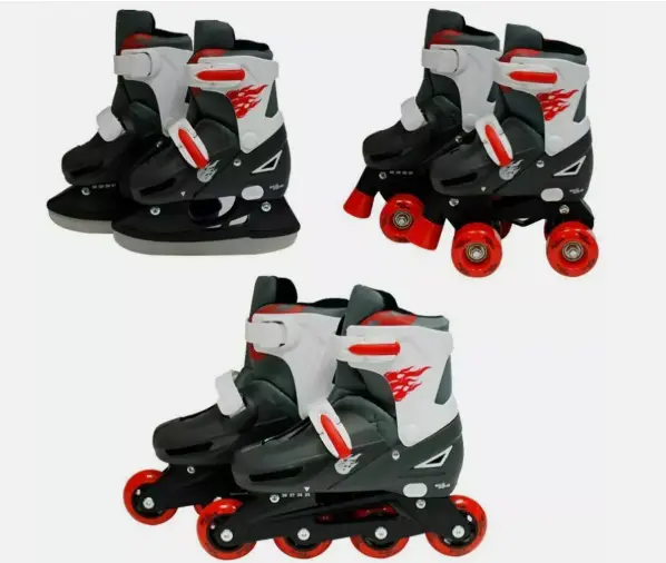 Inline & Roller Skating Adjustable Inline & Ice Skating Boots – Multi-Color Roller Skates with Blades (Blue/Red) 2