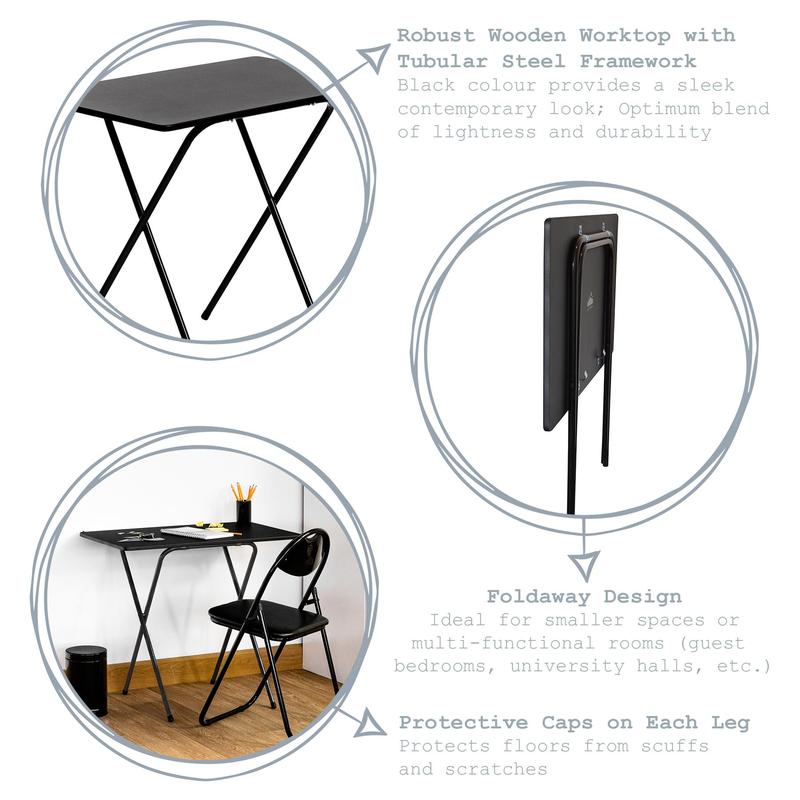 Harbour Housewares Wooden Folding Desk - Black/Black 1