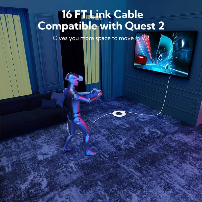 ZyberVR USB-A to USB-C Link Cable 16FT / 5M with LED Indicator for VR Devices Games Port 4