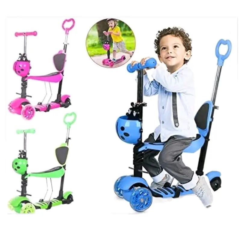 5-in-1 Kids Scooter | Toddler Scooter | 3 Wheels Scooter for Kids | Scooter With Removeable Seat, Adjustable Height 58 to 78 cm, for Toddlers, Boys and Girls from Ages 2-12 garden toys