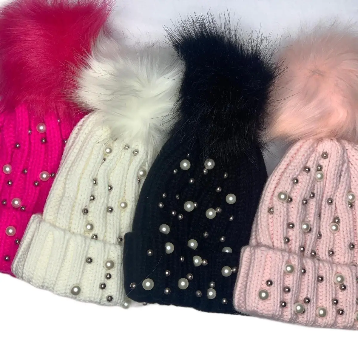 kids Girls pearls wool winter cap removeable Fur with button,special winter collection,hat one size