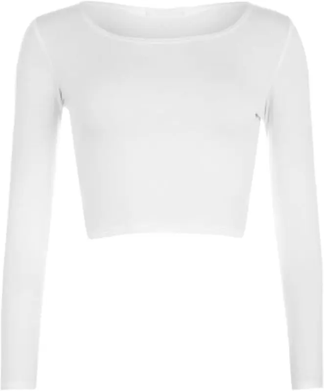 TR Traders Slim Fitted Crop Top Womens Size Small Crew Neck Open Long Sleeve UK 8-10 to 14-16 4