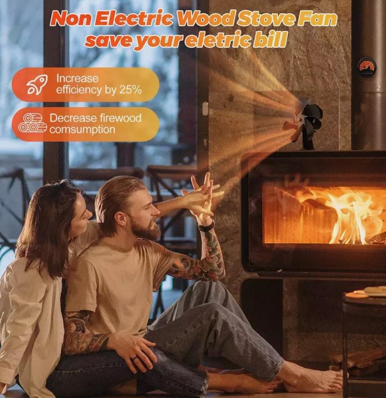 6 Blade Stove Fan Heat Powered Wood Log Burner Top Fire Burning Fan Eco Friendly 3