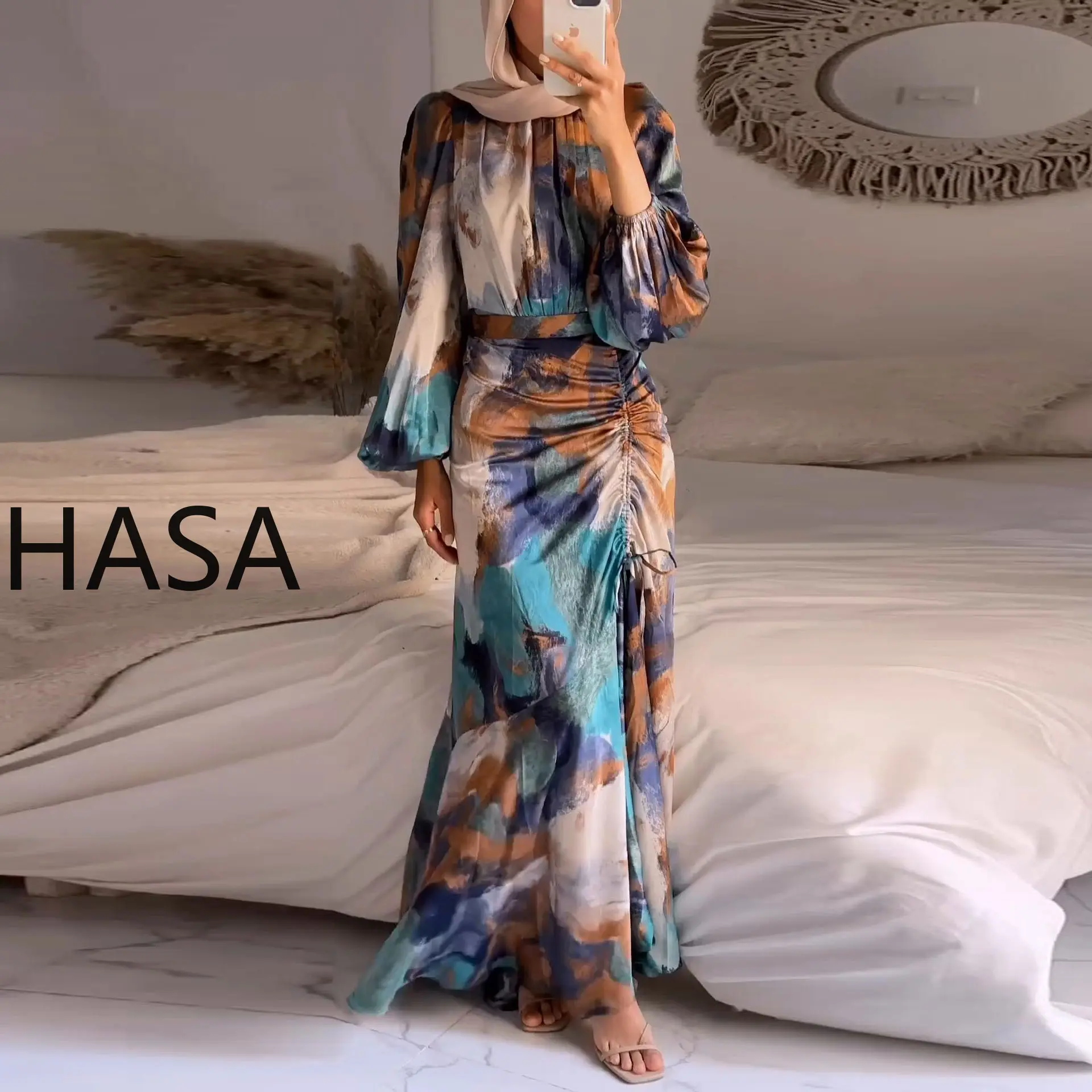 HS1228 Delicate and Elegant Style Bubble Sleeve Dress