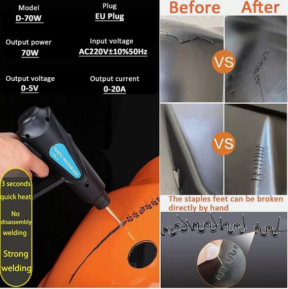 Product Introduction of Hot Stapler Handle Plastic Welder Car Bumper Repair Kit with 400 Staples UK Plug 4