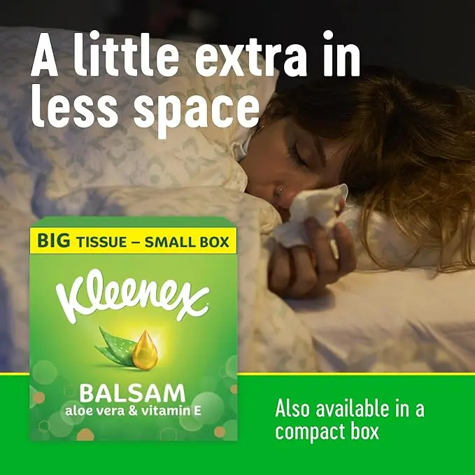 Balsam Facial Tissues with Aloe Vera, Vitamin E and Calendula - Pack of 12 Tissue Boxes - Napkin 1