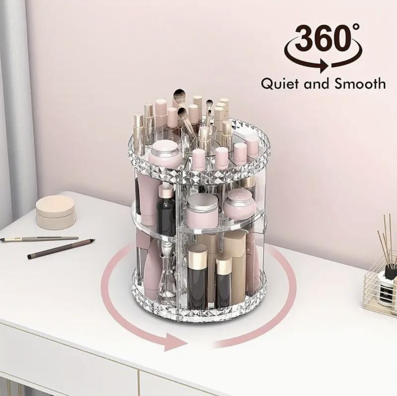 Rotating Makeup Organiser Adjustable Layers Makeup Storage Rack for Perfumes Skincare Cosmetic Storage Rack for Bathroom Bedroom Dresser Adjustable Boxes 2