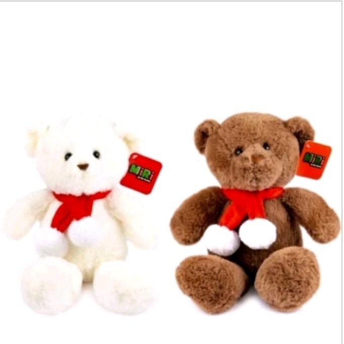 White / Brown Plush Bear 25cm ( Assorted Designs ) 3