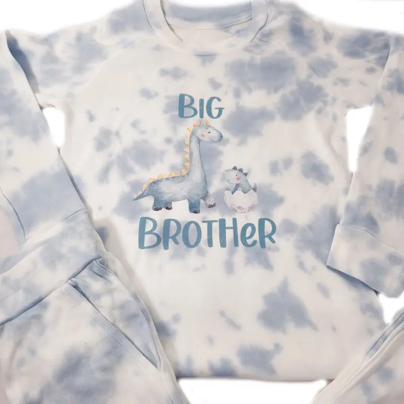 Dovitee Limited Big Brother Tie Dye Loungewear Set for Boys - Tie-Dye Blue, 100% Cotton, Raglan Sleeves, Elastic Waistband, Sizes 12-8 Years 1