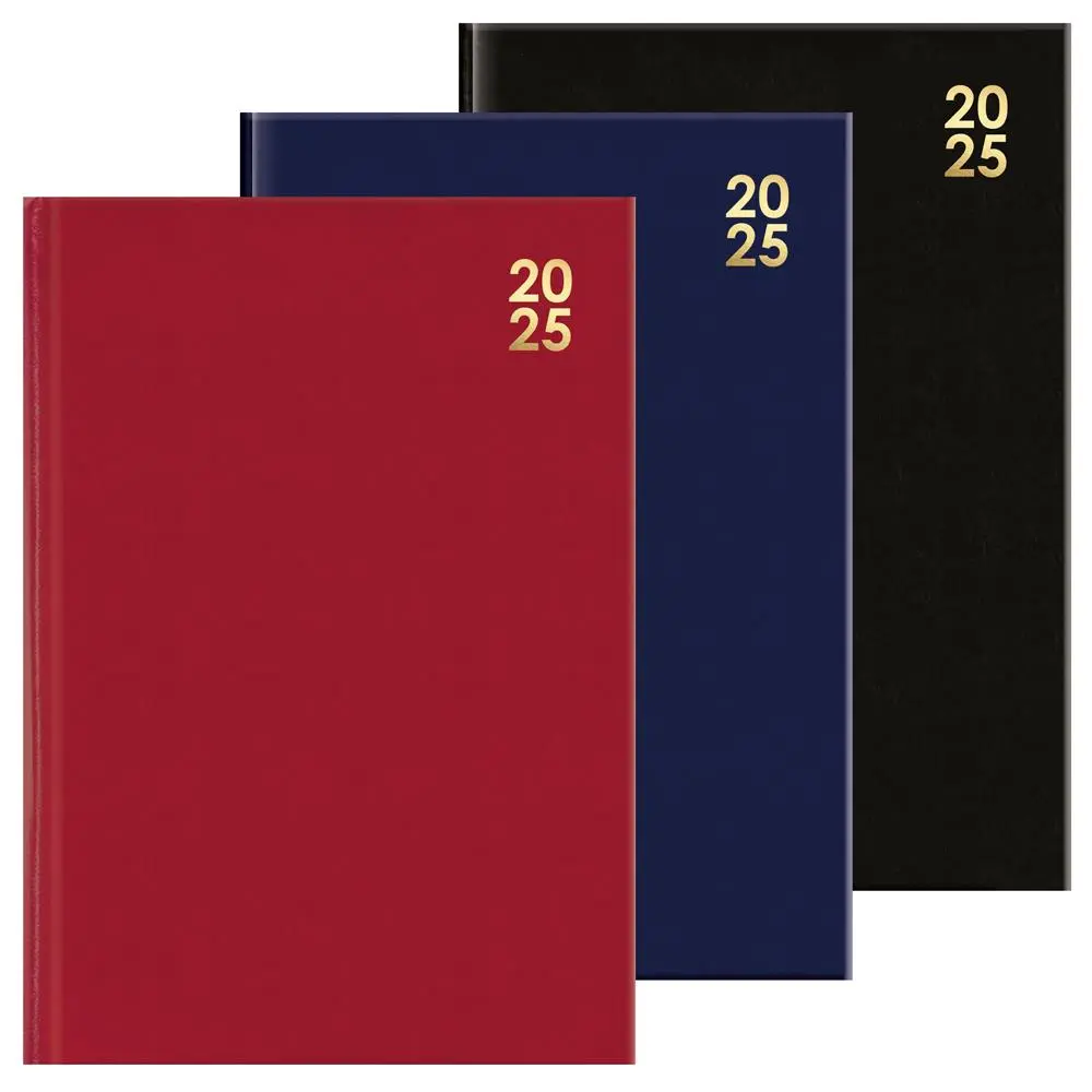 2025 Premium A4 Size Hard Cover Desk Diary Week to View Year Planner, Organizer With Ribbon Marker for Business, Office, Home,
