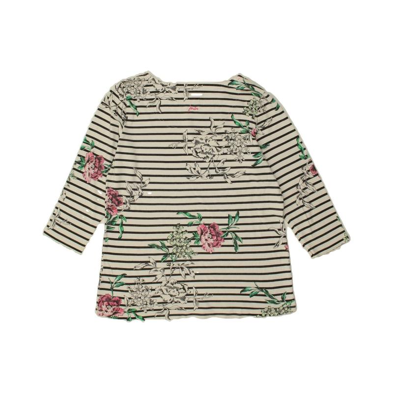 Pre-Owned Vintage JULES Womens Graphic Top 3/4 Sleeve UK 16 Large  White Floral Cotton 2