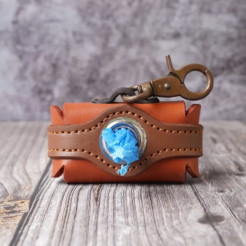 Genuine Leather Dog Poop Bag Holder for Leash, Lightweight Dispenser for Pet Waste Bags, Leash Waste Bag Dispenser | Dog Accessories | Pet Waste Bag and Treat Holder 4