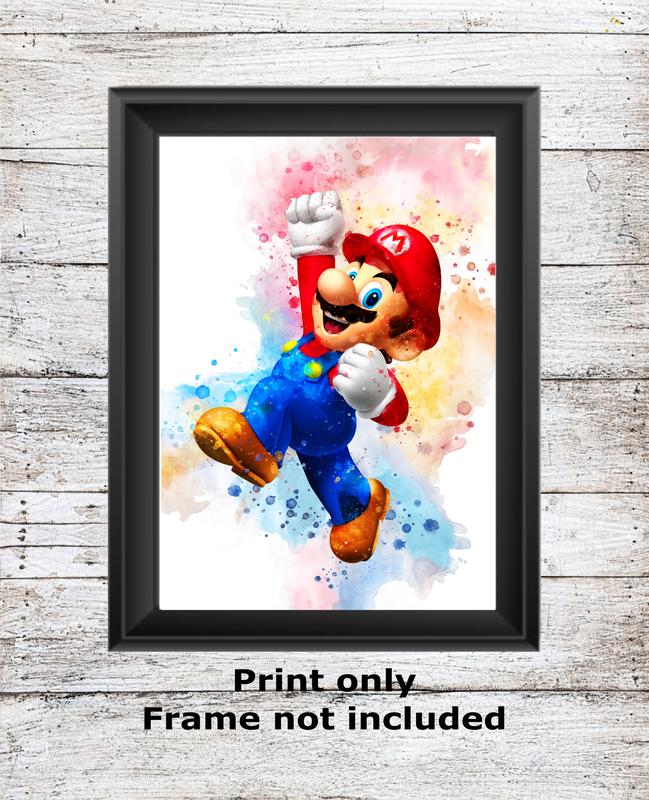 Super Mario unframed watercolour wall art childrens bedroom A5 A4 A3 High Quality Prints 5