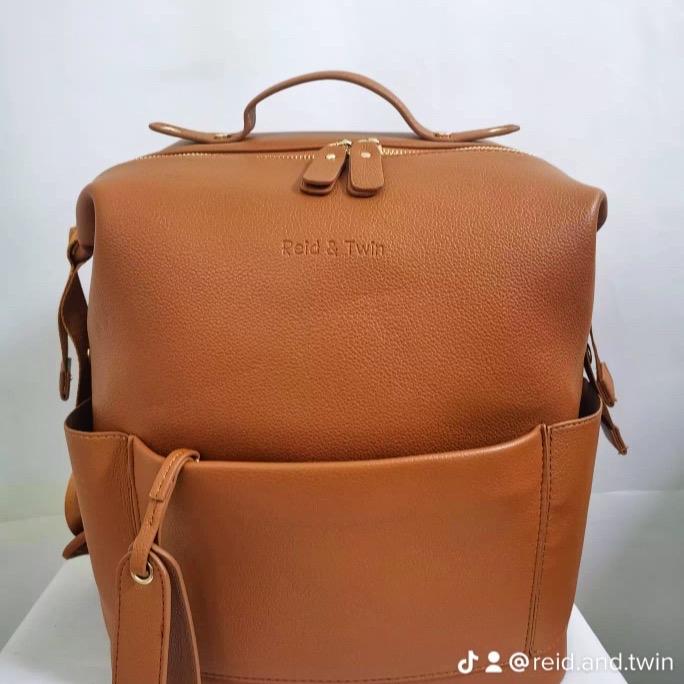 Premium Vegan Leather Changing Backpack with Reid & Twin mat and wipe pouch, Gold YKK Zips, Large Capacity Diaper Bag for Baby with Insulated Pockets and Pram Clips 5
