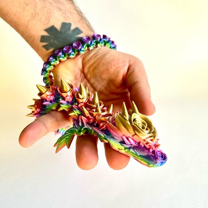 Cinderwing3D Rose Dragon: 3D Printed Fidget Toy | Desk Buddy Multicoloured 2