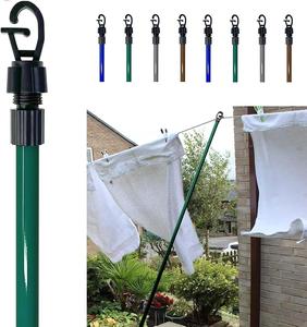 2x Telescopic Washing Line Prop Pole Clothesline Heavy Duty Home Garden Washing Line Dry Clothes Drying Airer Support Clothes Line Pole Galvanised Laundry Washing Line Poles Extenedable to 2.4M Pack of 2
