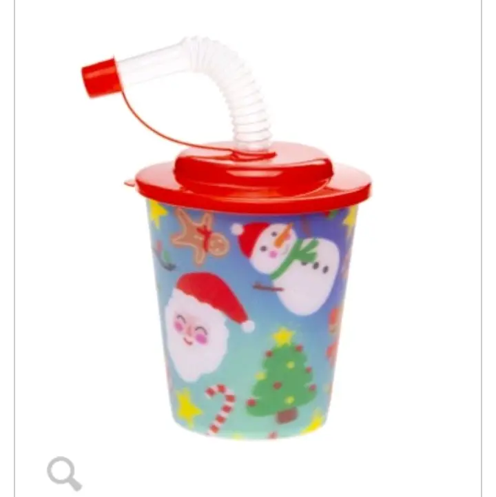 3d Cup With Straw & Lid Christmas