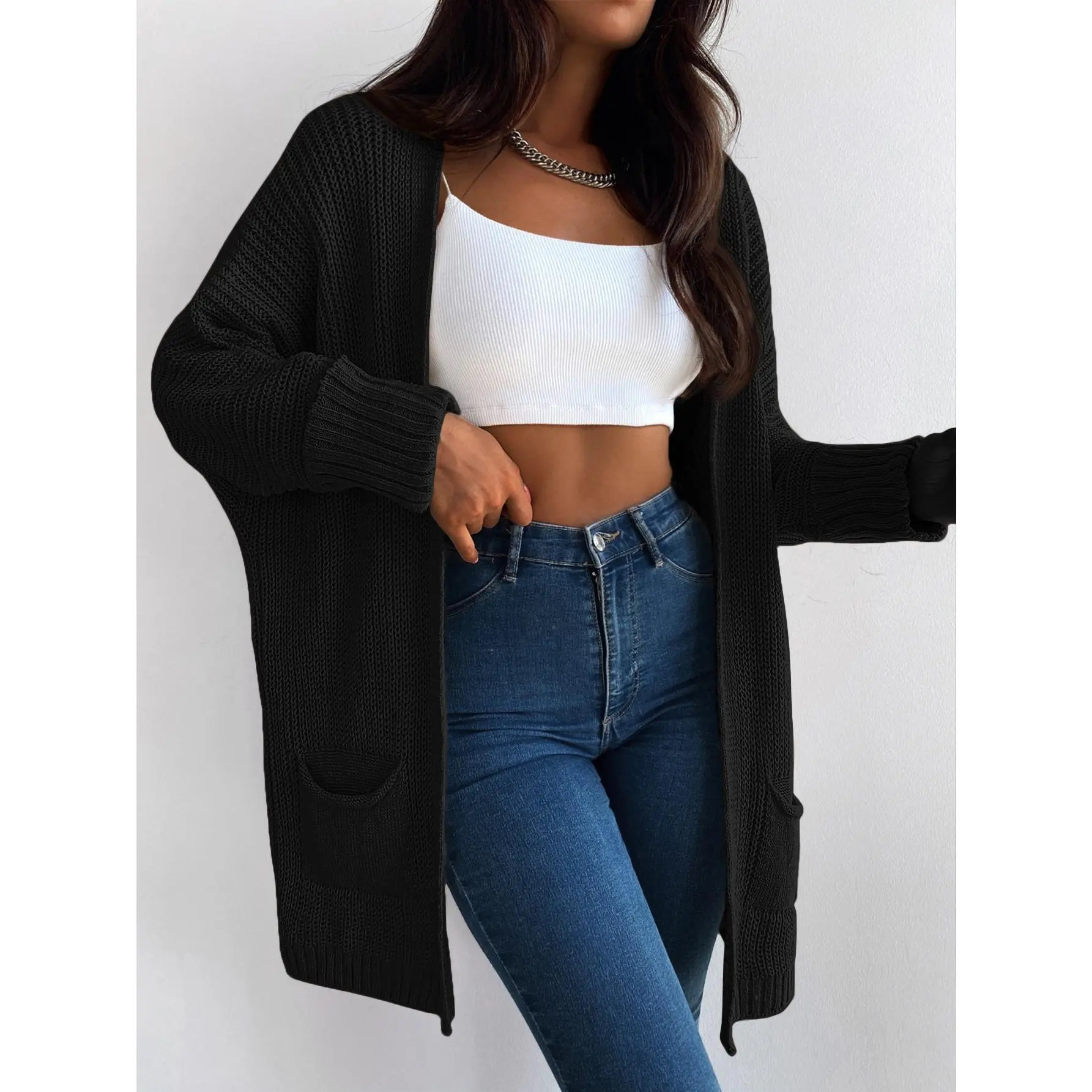 ​Women's TopsDual Pocket Batwing Sleeve Cardigan[S12] sweaters  women cropped  cardigan