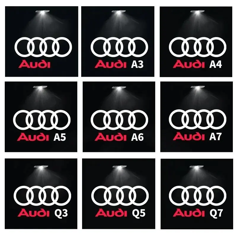 2pcs Car Door LED Welcome Light for Audi A1 A3 A4 A5 A6 A7 A8 Q3 Q5 Q7 Q8 Laser Projector Logo Decor Lamp Auto Accessories 4