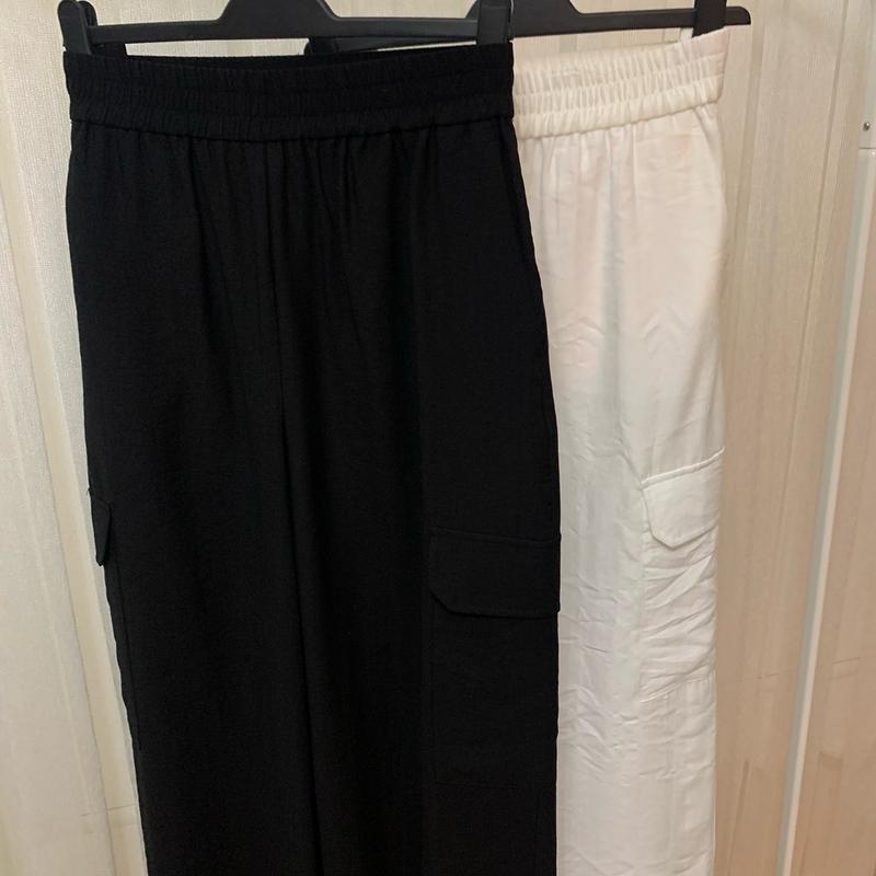Women's Black White Wide Leg utility Cargo Trousers Elasticated Waist Comfort Pocket Palazzo Comfortable Fashion Pants All Sizes 2