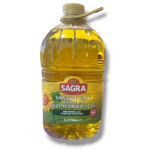 Sagra Sunflower Oil 85% Blended With 15% Extra Virgin Olive Oil 5L - Perfect for Frying & Everyday Cooking