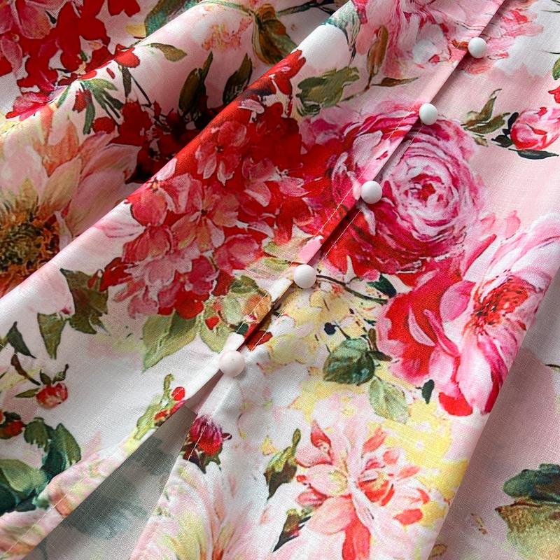 High-end Floral Dresses Women V-neck Stitching Dress Long Maxi Dress 3