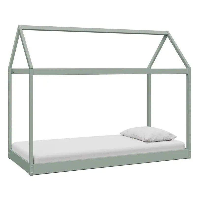 Taylor Kids Wooden Bed Single House, Pastel Green 2