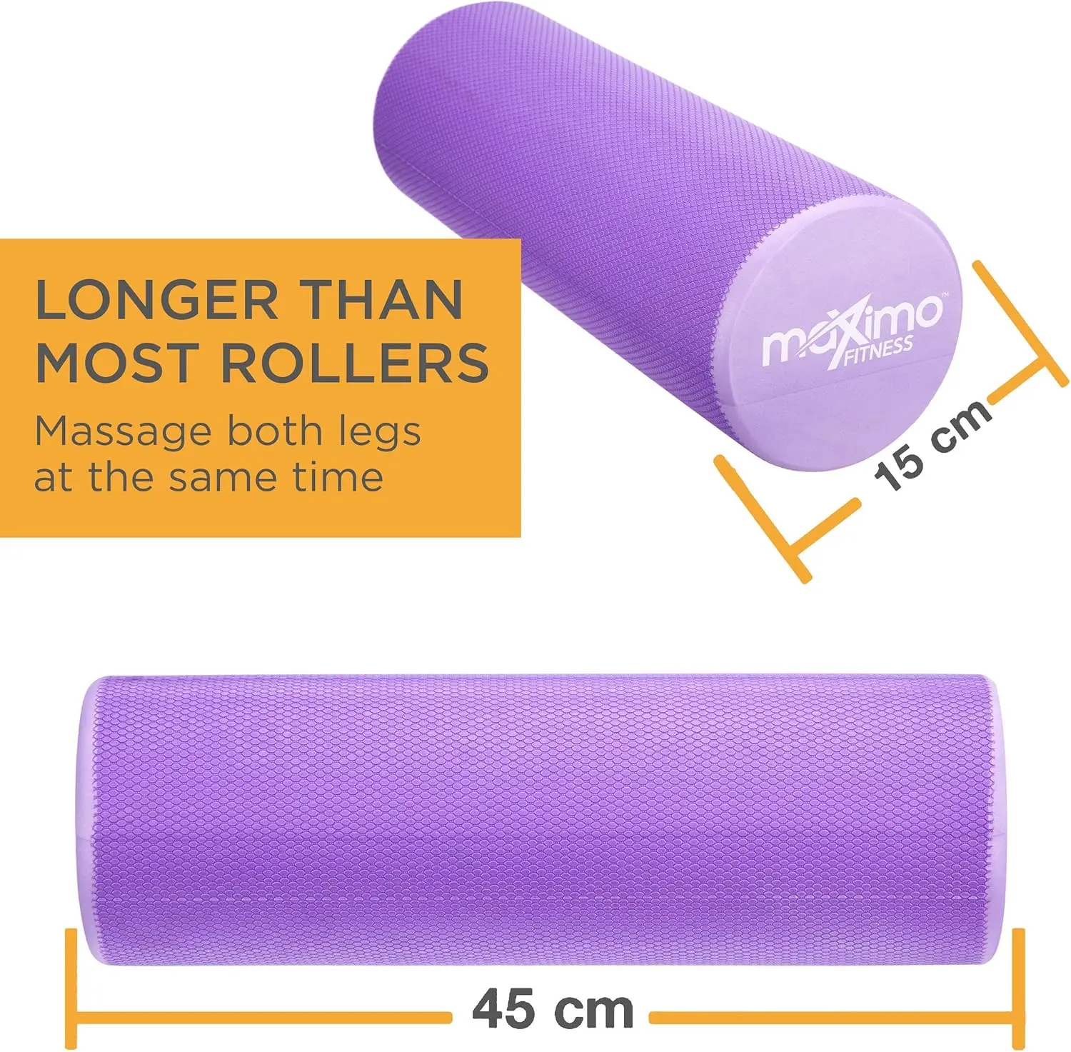 Fitness Fascia Roller for Spine and Back, Legs, Arms - Medium Hard Massage Roller for Yoga, Pilates, and Sports