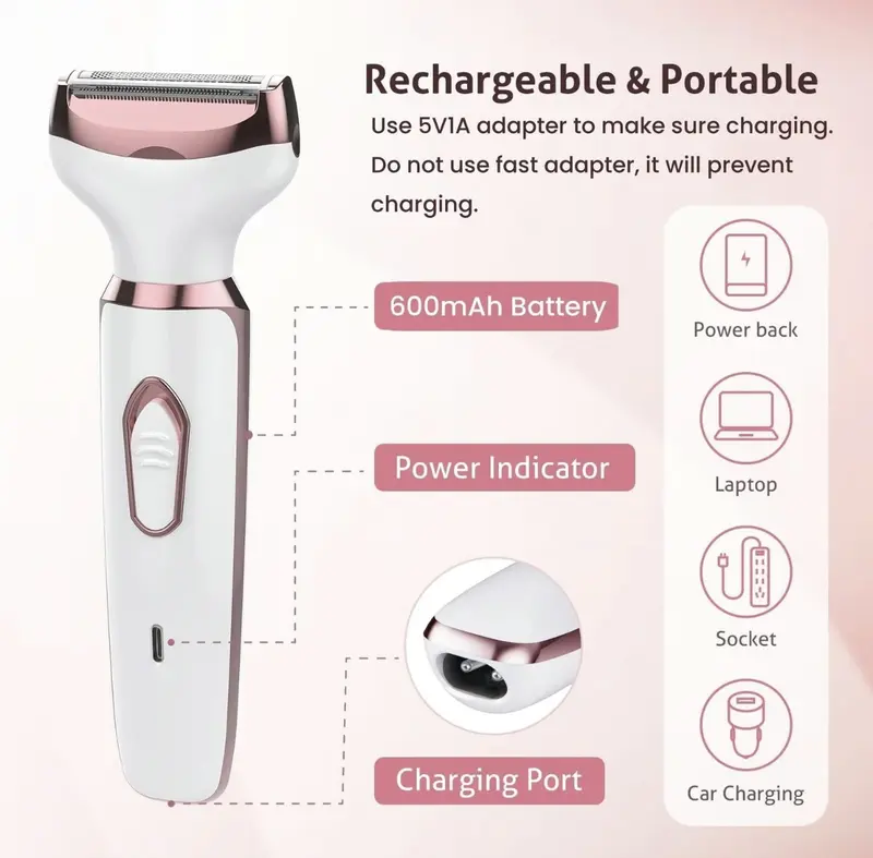 4 In 1 Electric Rechargeable Hair Removal Device, 1 Set Nose Eyebrow Face Razor For Gift, Wet & Dry Private Area Trimmer For Winter Gift, Electric Hair Removal Device For Women, Halloween, Christmas, Gadgets flawless  eyebrow 3