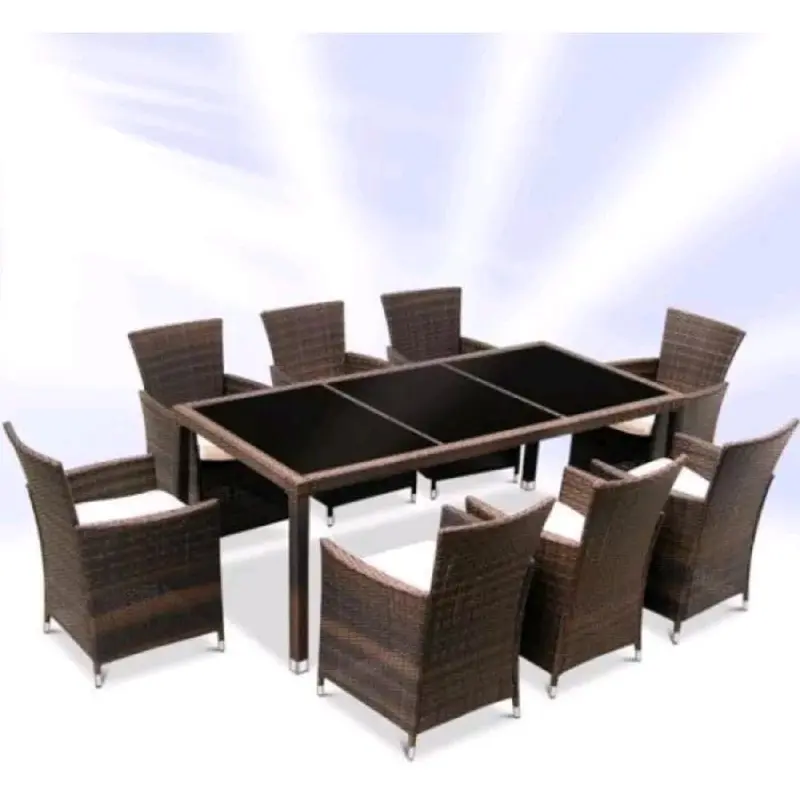 RATTAN GARDEN FURNITURE DINING TABLE AND 8 CHAIRS DINING SET OUTDOOR PATIO 0
