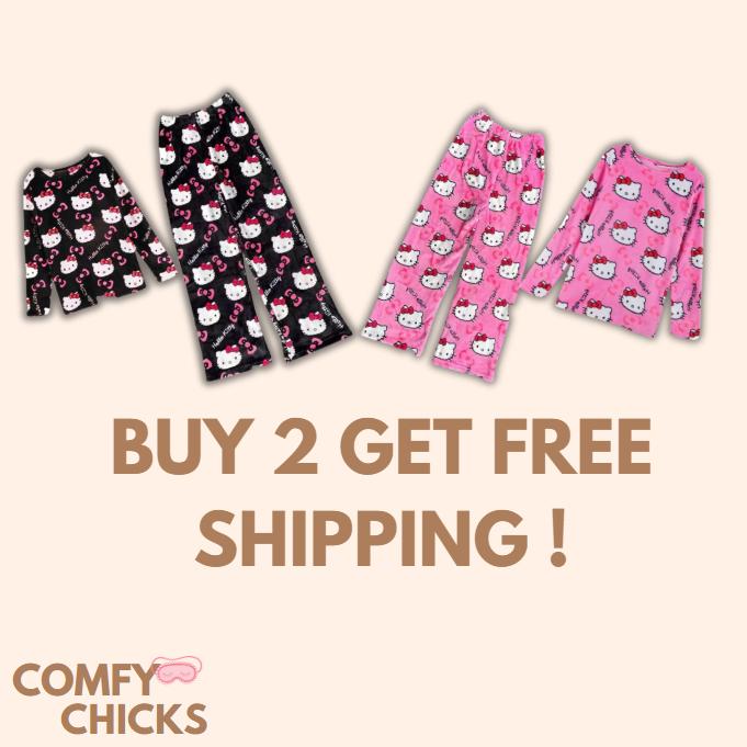 Product Introduction of "Hello Kitty Pajama Pants & Top Two Piece Set  - Soft, Comfy, and Adorable Sleepwear for Ultimate Comfort" Breathable Loungewear Womenswear Casual 6
