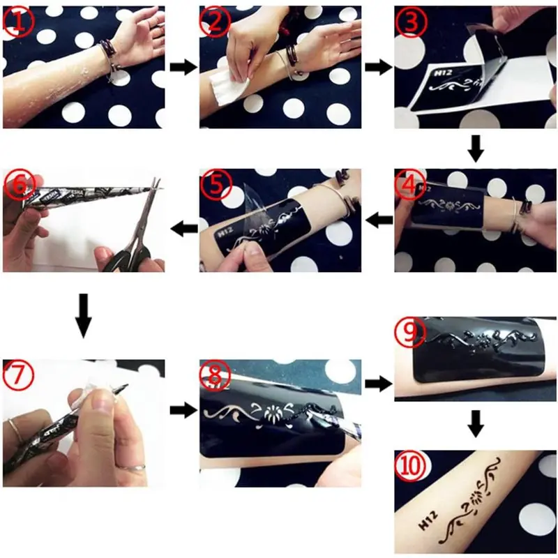 glaryyears 7 Sheets Flower Pendant Henna Tattoo Stencil Temporary Hollow DIY Drawing Body Makeup 8