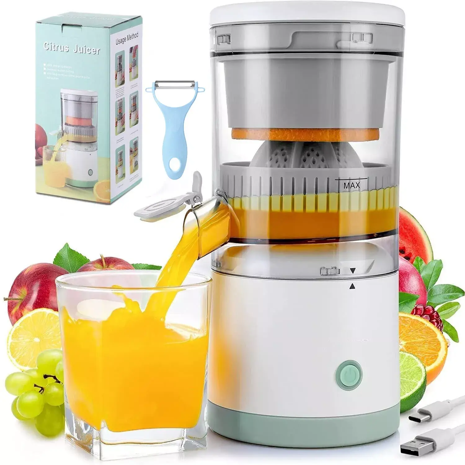 Electric USB Charging Juice Presser Squeezer Orange Lemon Juicer Portable 45W UK