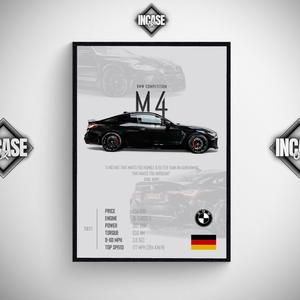 BMW M4 COMP Car Poster Print Wall Decal Glossy A3/A4 Size Photo - Perfect Home Decor - Decoration Frames Room Ornaments Artistic