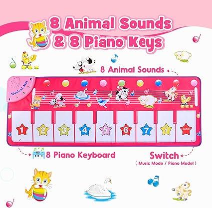 Special Musical Toys for Girls - Piano Dance Mat with 8 Animal Sounds - Educational Toddler Baby Toys - Christmas Xmas Gifts for Kids 1