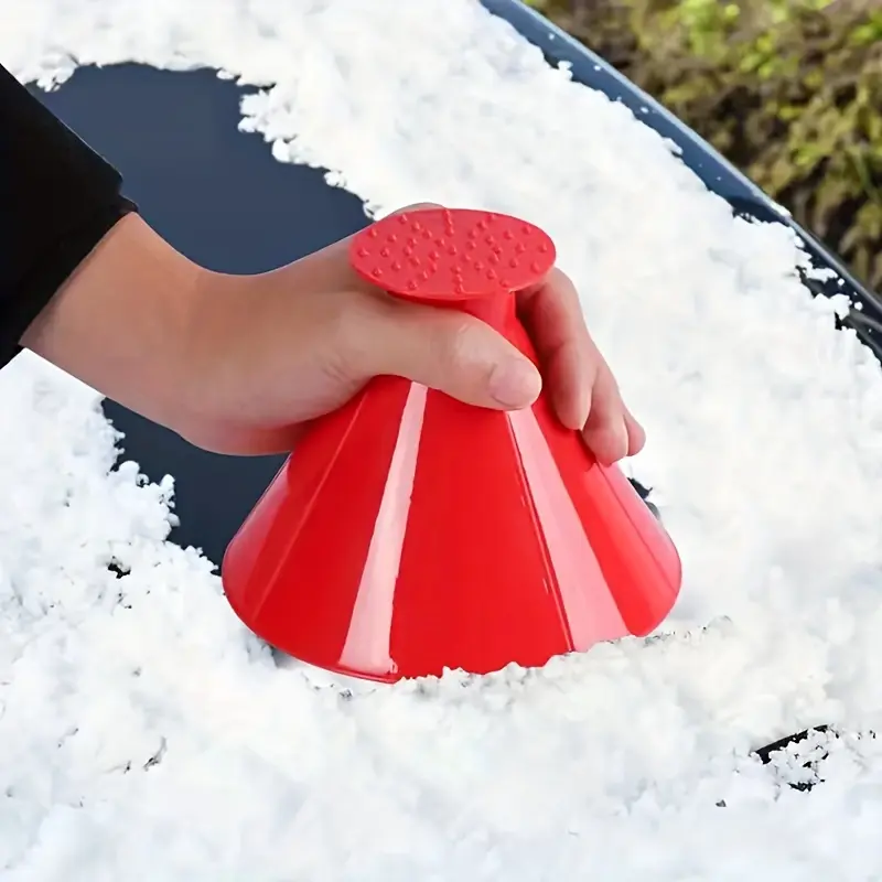 1pc Car Window Windshield Magic Ice Scraping Oil Funnel Snow Shovel + 1pair Gloves, Tool Scraping Winter Car Accessories 6