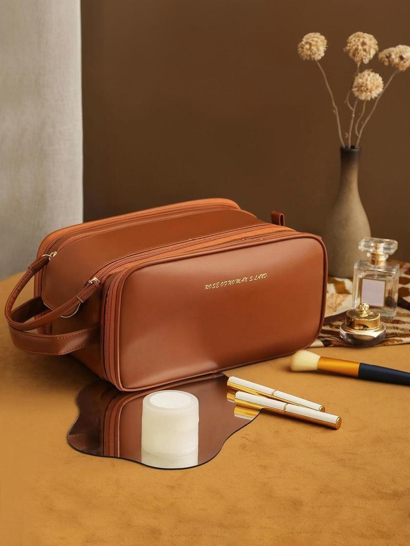 Product Introduction of Portable Makeup Bag, Large Capacity Cosmetic Storage Bag, Back To School Zipper Makeup Organizer Pouch, Versatile Storage Bag for Skincare, Lotion, Cream, Lip Balm, Eyeliners, Makeup Brushes, Stationery, Travel Bag 2