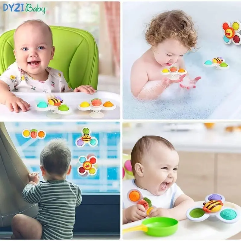 Suction Cup Spinner Toys 3 Pieces - Sensory Bath Toys for Toddlers 1-3 - Stress Relief and Anxiety Suction Cup Spinner Dyzi 2