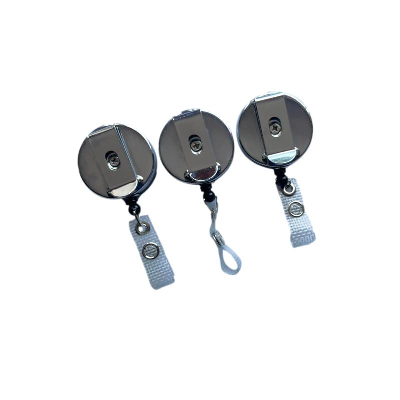 Pack of 5 Black and Silver Key Reels with Badge Holder 2