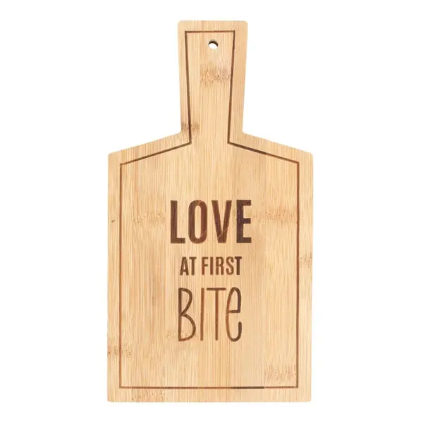Love At First Bite Bamboo Chopping Board - Traditional Kitchen Decor Knives Romantic 0